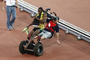 Un camarógrafo chino dejó en el piso a Usain Bolt