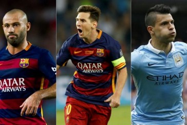 Javier Mascherano, Lionel Messi y ‘Kun’ Agüero, nominados para integrar el ’11 ideal’ de Europa en 2015