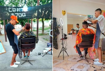 Cortaba el pelo en una plaza y luego de siete años logró abrir su peluquería: “Quiero que mi marca sea grande”